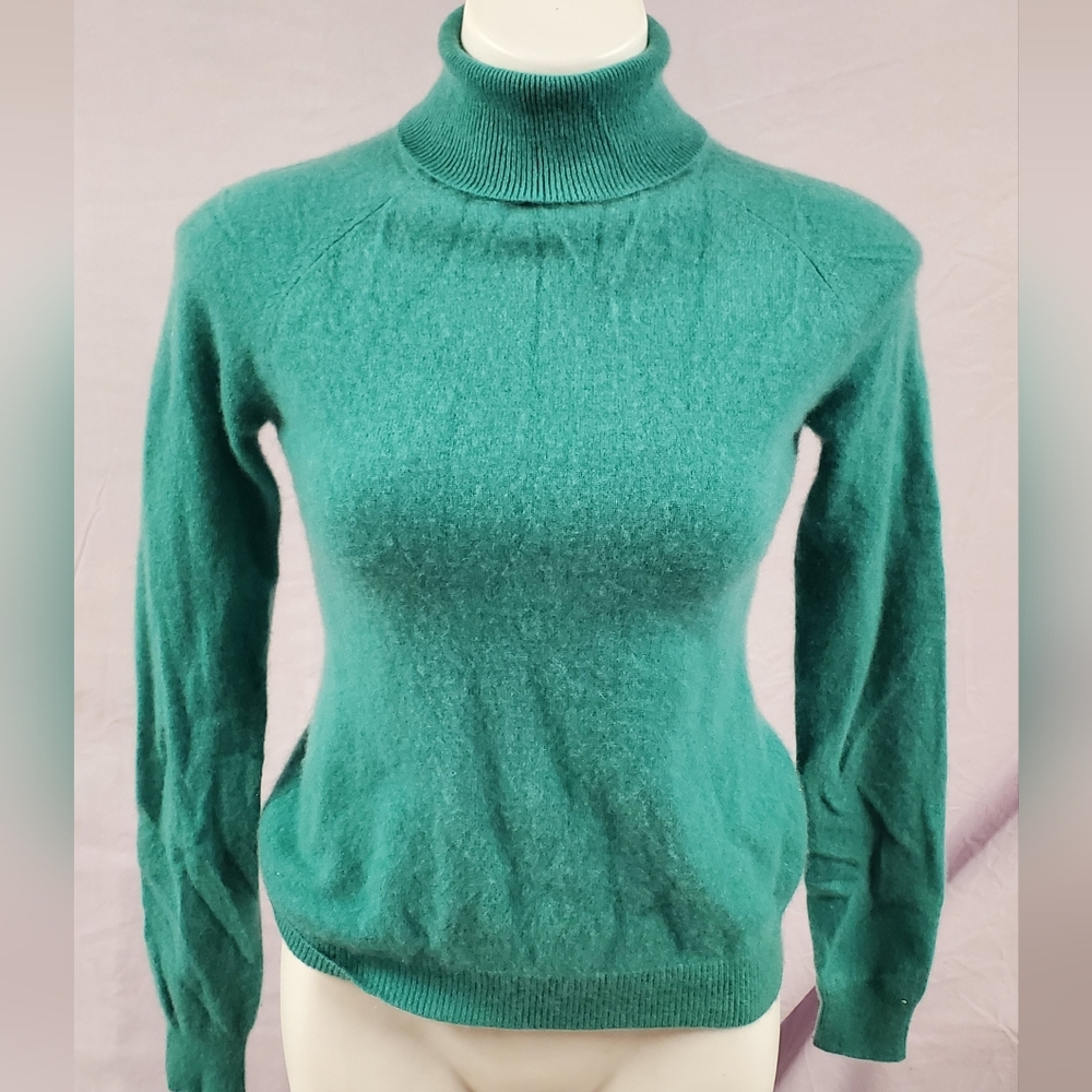 EUC Preswick & Moore Dark Teal Turtleneck Cashmere Sweater Size M